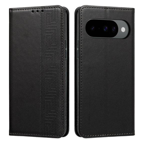 Decase for Google Pixel 9 / 9 Pro Flip Case with Cash Slot and Shock-Absorbent PU Leather Design, Black