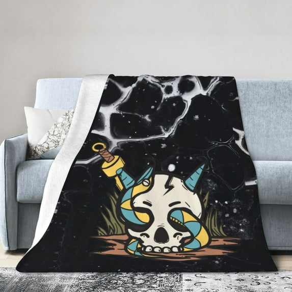 Throw Blanket Skull Snake For Couch-Ultra-Soft Micro Fleece Sofa Bed Camping Travel Blanket For Kid Baby Boys Girls Adults 80"X60"