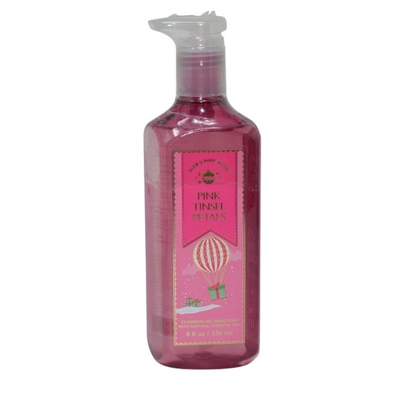 Bath and Body Works Pink Tinsel Petals Cleansing Gel Hand Soap with Natural Essential Oils (8 fl oz / 236 mL)