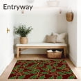 thumbnail image 3 of ODIKA 2'x3' Machine Washable Non-Slip Area Rug, Festive Holly Leaf Design Bathroom with Berry Accents High Traffic Rug with Pad, Brown, 608574, 3 of 8