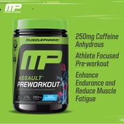 MusclePharm Assault Pre Workout Powder, Blue Raspberry, 30 Servings