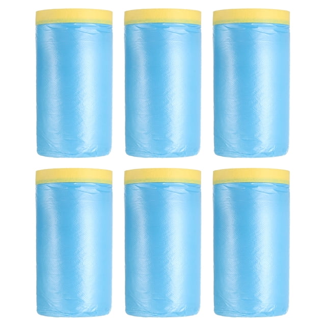 Uxcell película de enmascarar pre-tapada, cinta de pintor de 3.6 pies x 82 pies, película azul de adhesión media, 6 piezas