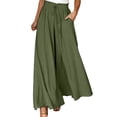 thumbnail image 3 of jiaxiM Linen Pants Women Tall High Waisted Wide Leg Cotton Palazzo Pants for Women Drawstring Baggy Work Trousers for Women Women Lounge Pants with Pockets Vacation Outfits, 3 of 6