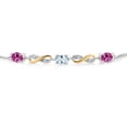 thumbnail image 2 of Gem Stone King 1.53 Ct Pink Created Sapphire Sky Blue Aquamarine 925 Silver and 10K Yellow Gold Lab Grown Diamond Adjustable Infinity Bracelet for Women Mother's Mom Wife Her, 2 of 3