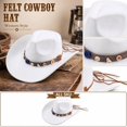 thumbnail image 4 of Qwertyu Cowboy Hat for Men Women Western Cowgirl Hat with Boho Belt Unisex Wide Brim Fedora Hat White, 4 of 6