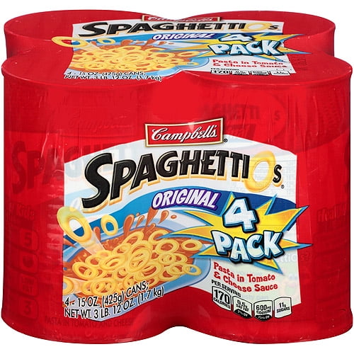 Campbell's SpaghettiOs Original Pasta in Tomato & Cheese Sauce, 15 oz, 4 ct