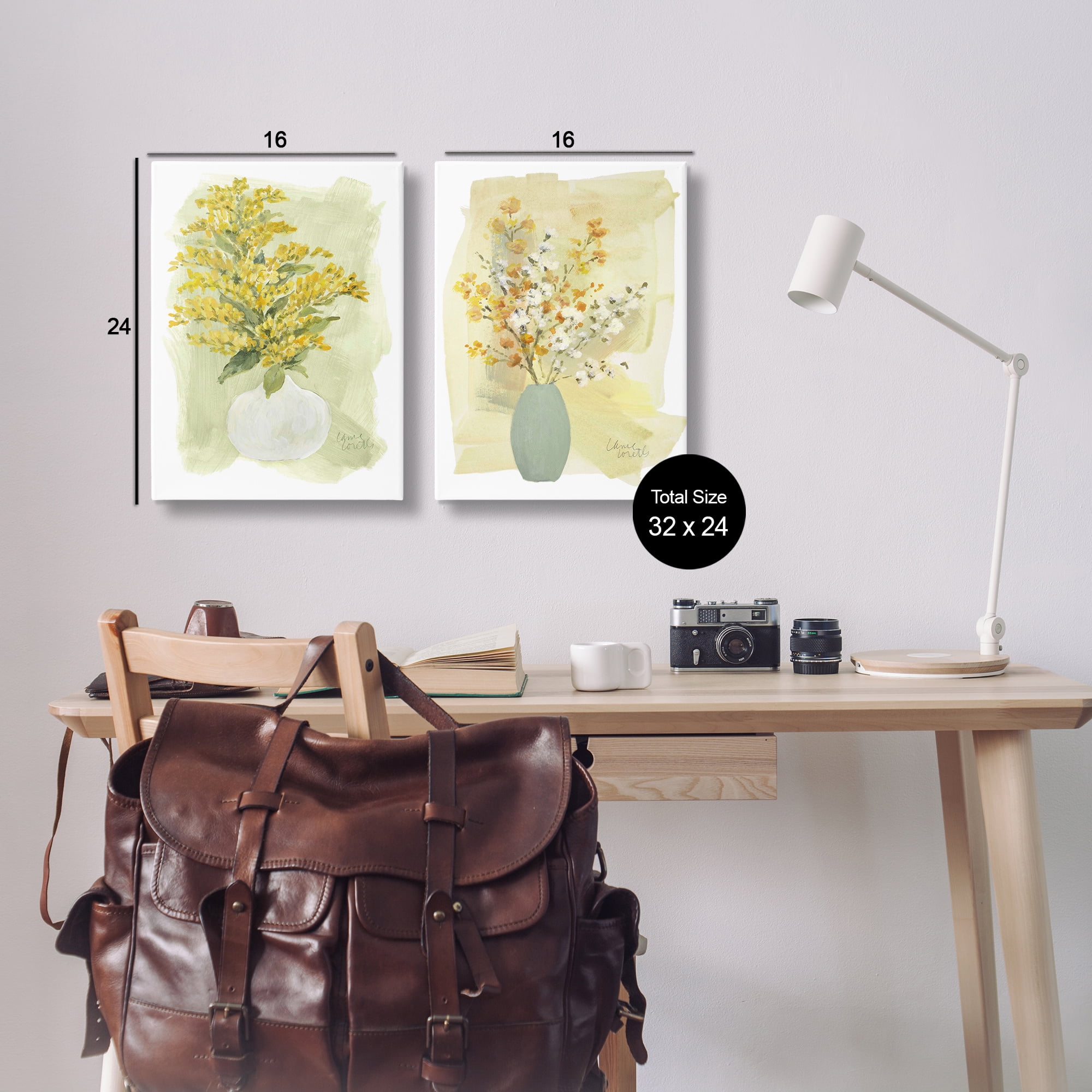 Stupell Industries Yellow Wildflowers in Bloom Floral & Botanical Painting Wrapped Canvas Art Print Wall Art, 16 x 24, Set of 2