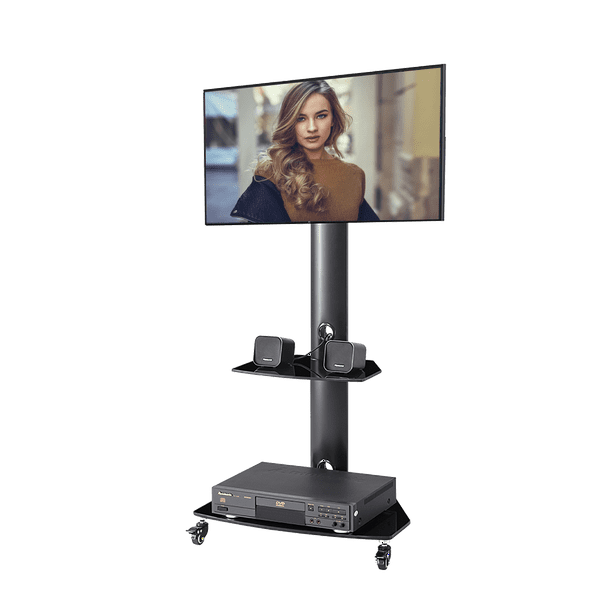 Tv Stand Cart Mobile Television Stand Adjustable Rolling Tv Cart For
