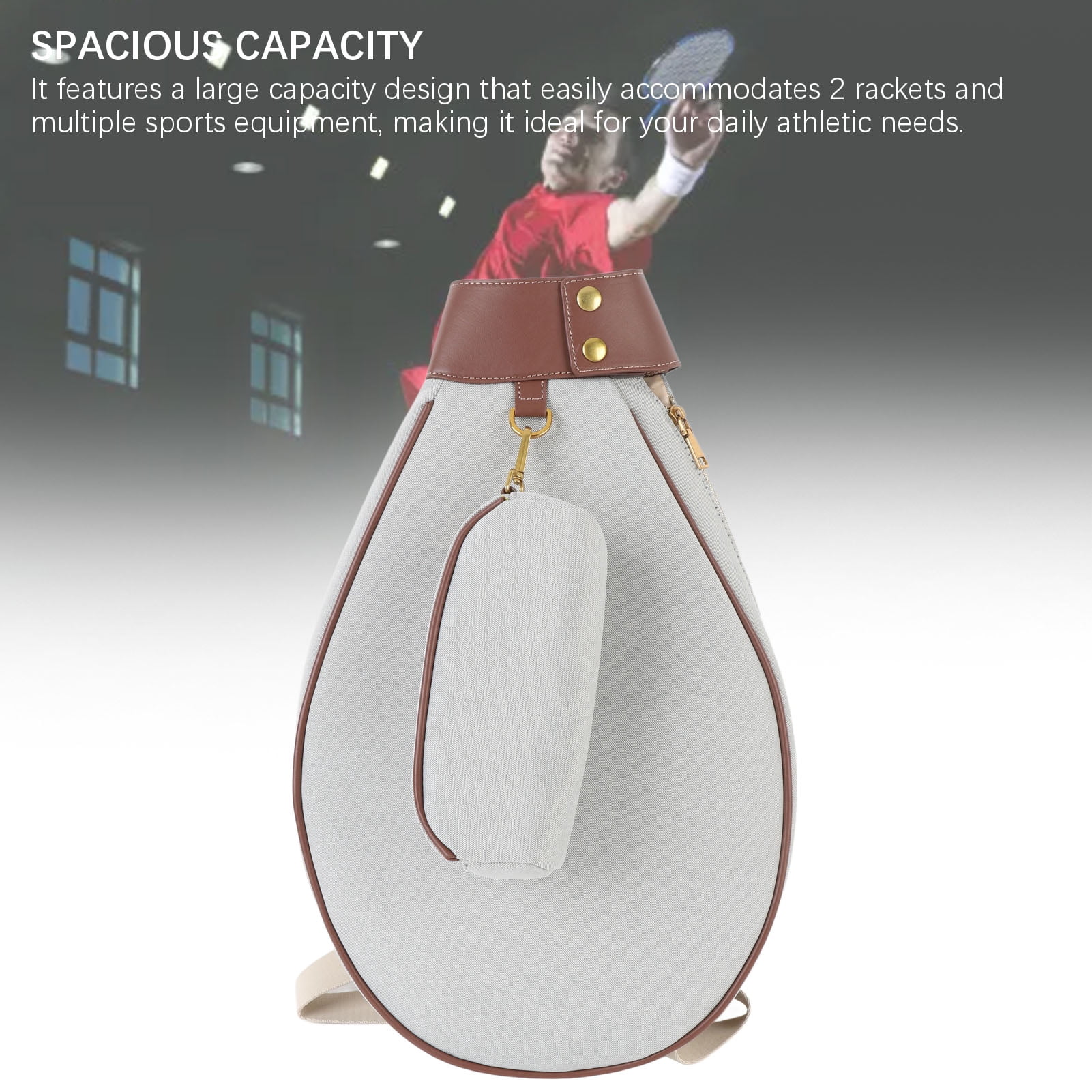YAHHU Professional Tennis Sling Bag Large Capacity Water Resistant Tennis Backpack for Badminton Rackets Grey (20.1 x 13.4 x 2.8 inches / 51 x 34 x 7 cm)
