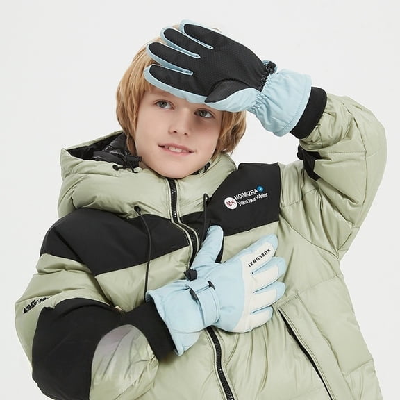 Winter Kids Ski Gloves - Thermal Waterproof Snow Gloves for Boys & Girls, Cold Weather Outdoor Sports & Bike Riding, Non-Slip Warm Touchscreen Gloves