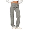 thumbnail image 4 of Sunnin Women Solid Color Button Elastic Waist Cargo Pants Casual Loose Hiking Lounge Pants with Pockets, 4 of 8
