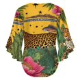 thumbnail image 6 of Tropical Jungle Leopard Parrot Fish Women's V-Neck Blouse With 3/4 Ruffled Bell Sleeves Casual Top Ladies Blouses, 6 of 7