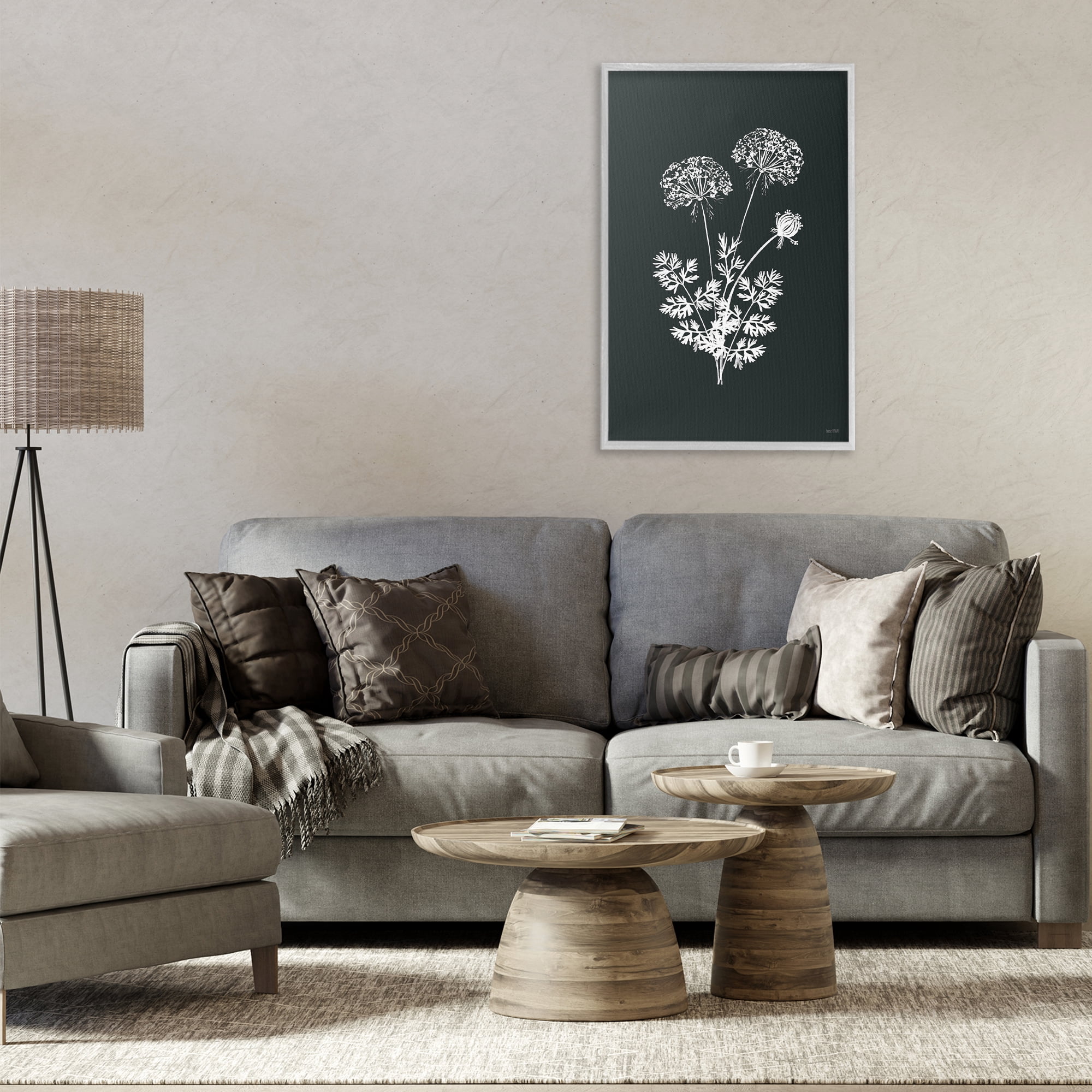 Stupell Industries Black Herb Bunches Botanical & Floral Painting Gray Framed Art Print Wall Art, 20 x 30