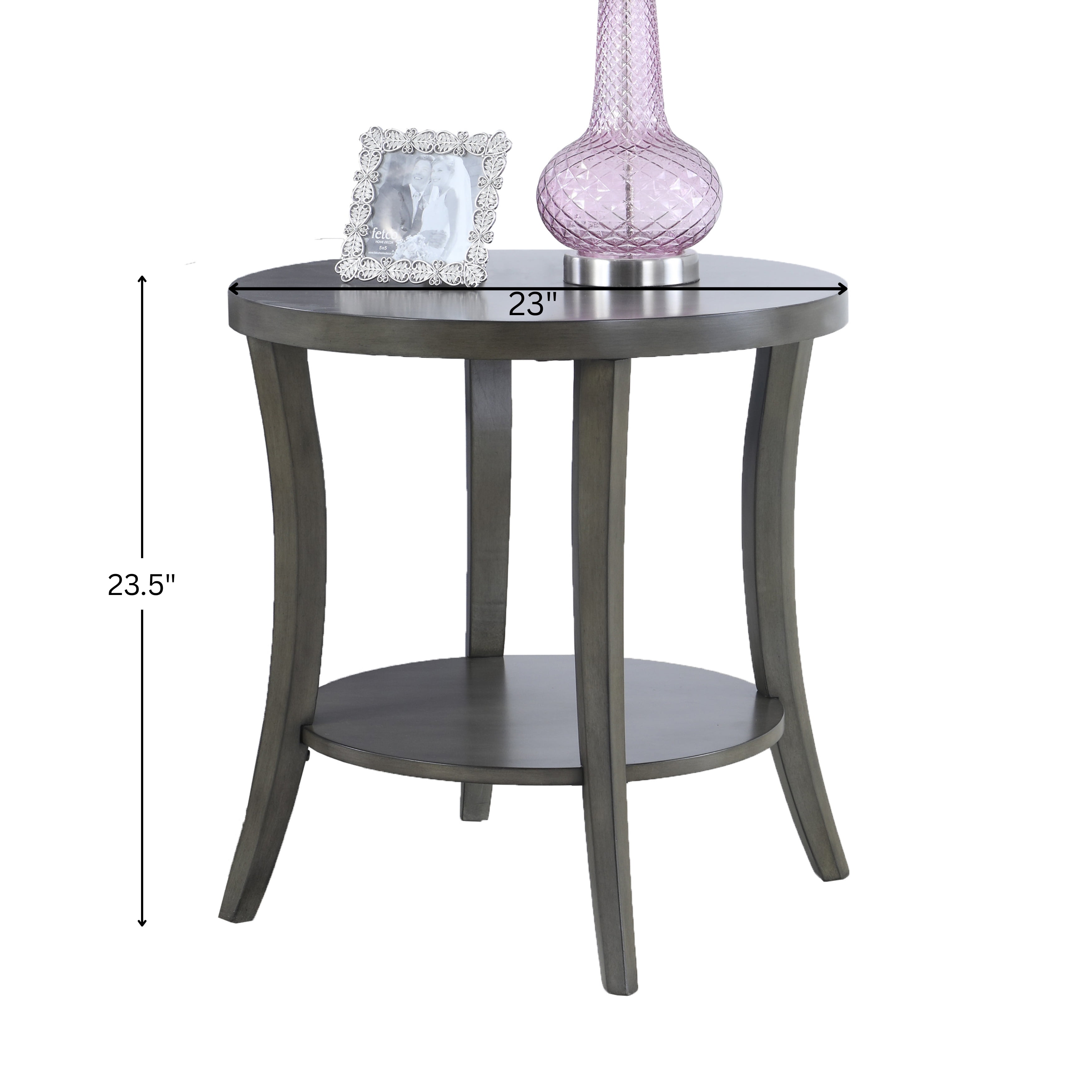 Roundhill Furniture Perth Contemporary Oval Shelf End Table, Gray