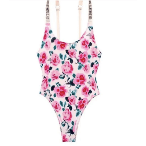 Victoria's Secret Shine Strap One-Piece Swimsuit Call me Rose Large