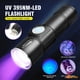 thumbnail image 1 of Linterna LED púrpura 395nm UV Black Light | 4 Modos | Detección de fluorescencia de jade musgo de escorpión | Dinero Falso, Inspección de Orina de Mascotas | USB recargable | Aleación de aluminio de, 1 of 9