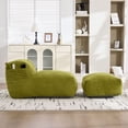 thumbnail image 4 of S-HOME Ergonomic Bean Bag Sofa with Ottoman - Memory Foam Filled Lounger, for Gaming, Reading, or Movie Watching, Olive, 4 of 17