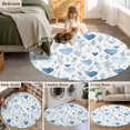 thumbnail image 5 of Round Area Rugs Collection 3 Ft, Valentine's Day Blue Non-Slip Residential Carpet, Spring Love Leaves Botanical Indoor Crawling Mats Doormat Runner Rugs Play Mat for Bedroom, 5 of 8