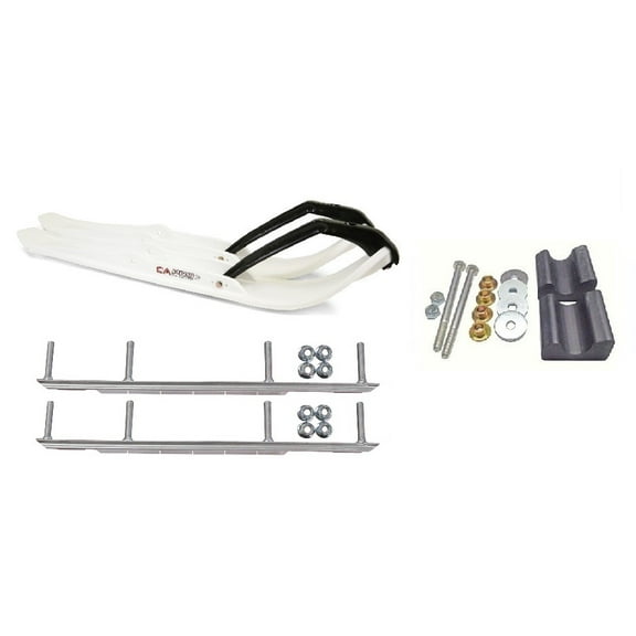 C&A Pro White XPT Snowmobile Skis w/ 9" Shaper Bars Complete Kit Yamaha Phazer/FX Nytro Wishbone