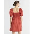 thumbnail image 3 of Free Assembly Women's Shirred Cotton Mini Dress with Puff Sleeves, Sizes XS-XXXL, 3 of 5