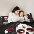 thumbnail image 4 of Homewish Gothic Sugar Skull Bride Queen Comforter Set for Kids, Red Rose Butterfly Comforter Sets Queen, Black Reversible, 3pcs, 1 Comforter and 2 Pillowcases, 4 of 6