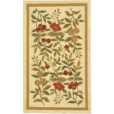 SAFAVIEH Chelsea Dania Floral Wool Area Rug, Ivory, 5'3" x 8'3"