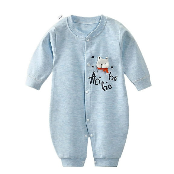 WOYY Boys Cartoon Button Long Sleeve Jumpsuit Soft Baby Romper Onesies, Sizes 0-3 Months