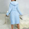 thumbnail image 4 of XIAONU Women's Waffle Plush Hooded Robe Loose Long Sleeve Wrap V Neck Loungewear Cozy Warm Relax Robes, 4 of 5