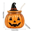 thumbnail image 2 of Ktlvex Halloween Glass Tumbler With Lid, Ghost Cow Pumpkin Pattern Drinking Glass Cup, Reusable Kitchen Drinkware for Home Dining, Themed Party, Daily Use Holiday Table Decoration（A）, 2 of 5