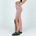 thumbnail image 4 of Jdlsppl Women's Pleated Bodycon Skirt High Waisted Long Drawstring Knit Side Slit Midi Tean Length Pink 10, 4 of 4
