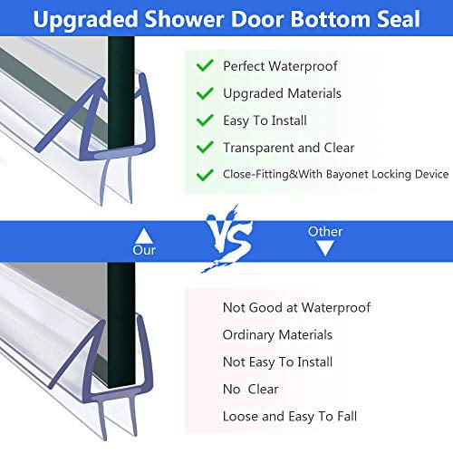 2-Pack Frameless Shower Door Bottom Seal Stop Leaks And Create Water Barrier X 