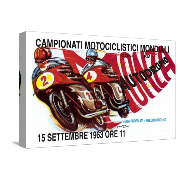 Art.com World Motorcycle Championship, 1963 Stretched Canvas Print Wall Art, 18" x 12"
