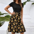 thumbnail image 2 of ZHOGXU Women's Dresses Summer Short Sleeve Round Neck Floral Printed Lightweight Comfortable Stylish Dress For Casual Daily Wear,Black,M, 2 of 6