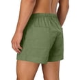 thumbnail image 7 of Hurxie Mens 5 Inch Linen Shorts - Casual Elastic Waist Drawstring Summer Beach Shorts with Pocket Green,S, 7 of 7
