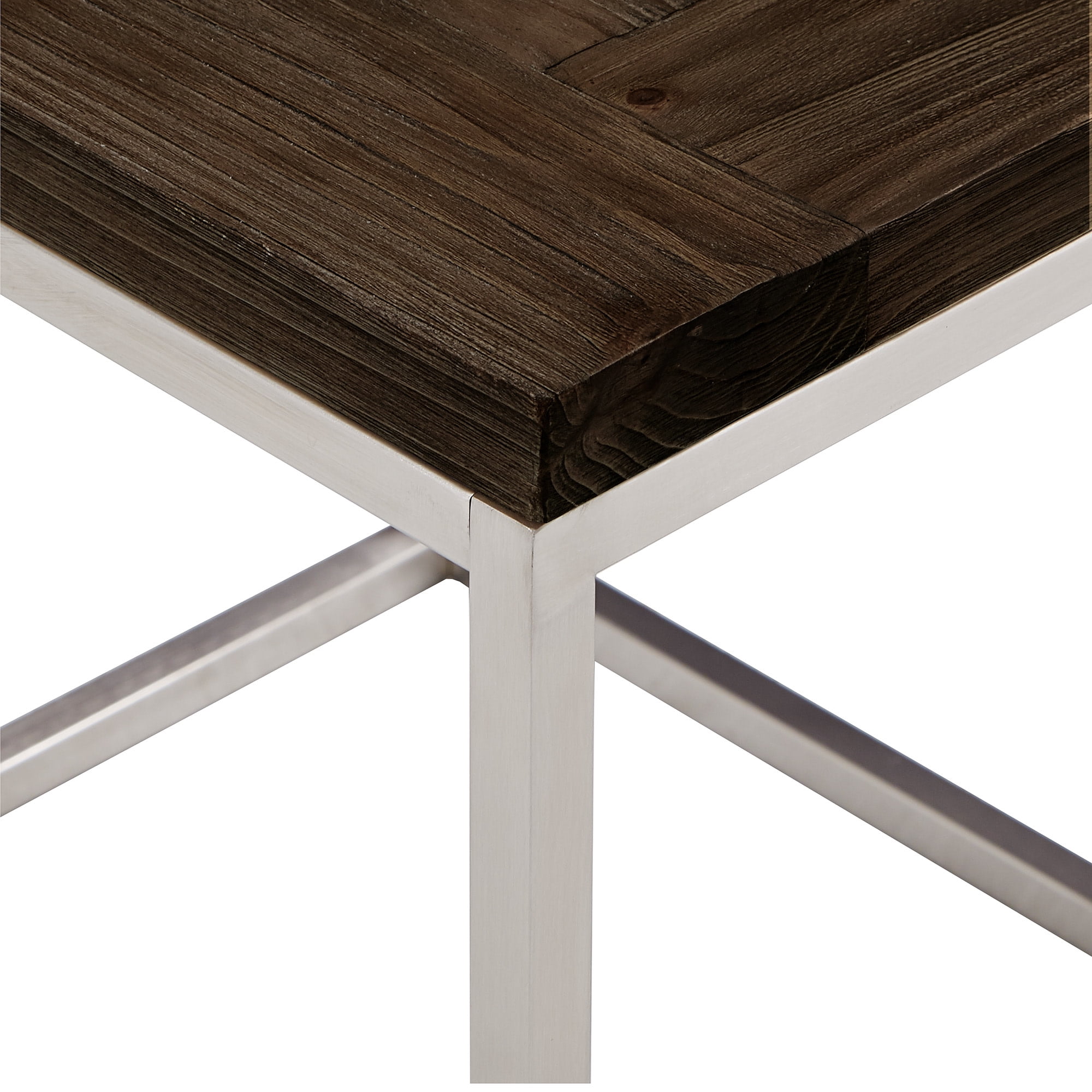 Weston Home Jana Stainless Steel Rectangular Sofa Table, Brown Finish