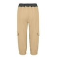 thumbnail image 6 of Brown Cargo Pants Women's Color Blocking Elastic Waist Multi Pocket Loose Work Casual Pants, 6 of 6