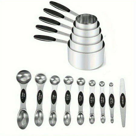 

DEKAXID 14/17pcs/set Measuring Cups And Spoons Set Stainless Steel Measuring Cups And Spoons Set Including Stackable Measuring Cup And Double Sided Magnetic Measuring Spoons With 1 Le