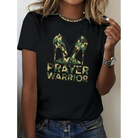 Creative FlowPRAYER WARRIOR high heeled shoes pure cotton women s Tshirt comfort fit Tee For Adult  Men  Women  Teen  Teenager  Adolescent  Youth.