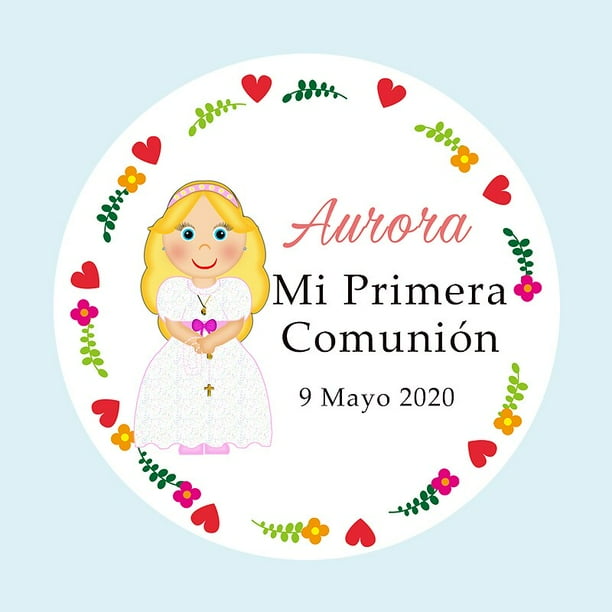 Pegatinas personalizadas para primera comunión, etiquetas de recuerdo para Baby Shower, niño y niña, 2,5-7cm, 96 unidades