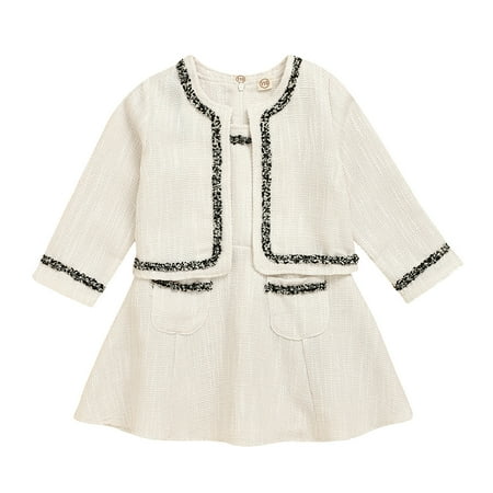 

Sales iFshaion Fall Toddler Baby Girls Long Sleeve Cardigan Tops Coat+Pocket Tank Dress Set Outfits Back to School