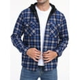 thumbnail image 3 of GIRUNS Men's Plaid Shirts Jacket Fleece Flannel Lined Long Sleeve Shirts Sherpa Button Down Coat With Hood Blue White L, 3 of 9