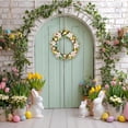thumbnail image 3 of 18 Inch Easter Wreaths for Front Door, Pastel Egg Wreath with Magnolia and Lamb's Ear Leaves, Small Floral Wall Wreath for Indoor Decor Spring Easter Table Centerpiece Decorations, 3 of 7