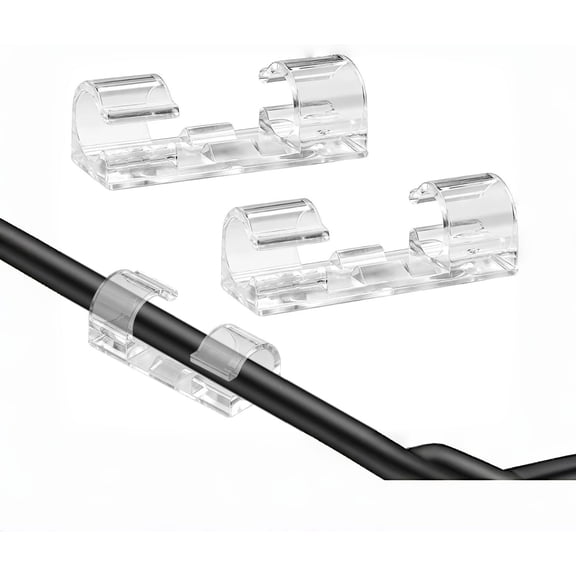 40 count Clear Adhesive Clips, Wire Holders for Cords, Durable Management Clips & Cord Clips for Office Desk Wall TV PC Ethernet