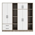 thumbnail image 4 of 4-Door Closet Organizer Wardrobe with Shelves, Drawers, and Full-Length Mirror, Natural, 4 of 16