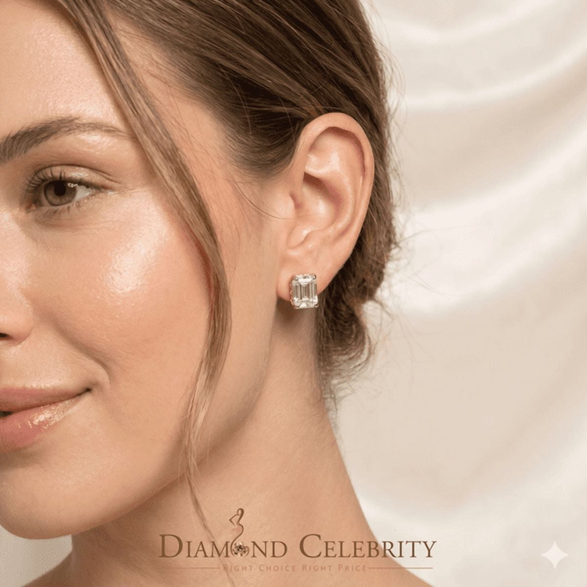 Diamond Celebrity's Men's/Women's925 Silver Yellow 2.50ct VVS D Moissanite Emerald cut Stud Earrings
