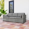 thumbnail image 2 of Grey 3-Seater PE Rattan Outdoor Sofa with Cushions - Patio Conversation Set for Garden, Poolside, Terrace & Balcony - Durable Steel Frame & Water-Resistant Design, 2 of 7
