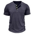 thumbnail image 4 of GuangCheng Mens Short Sleeve Henley Shirts,with Chest Pocket,Classic Fit,Button Collar Pullover Tops,Navy,Size XL, 4 of 5
