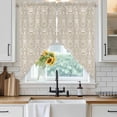thumbnail image 4 of Beige Damask Kitchen Window Curtains, Swag Curtains Valance for Bedroom Living Room Bathroom, Vintage Country Scroll Floral Patterned Rod Pocket Window Treatment Curtain Block Drapes 2 Panels 36"x63", 4 of 9