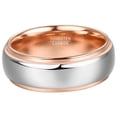 thumbnail image 2 of 8mm Unisex Rose Gold and Silver Two-Tone Tungsten Rings Wedding Band Step Edges Dome Style, 2 of 3