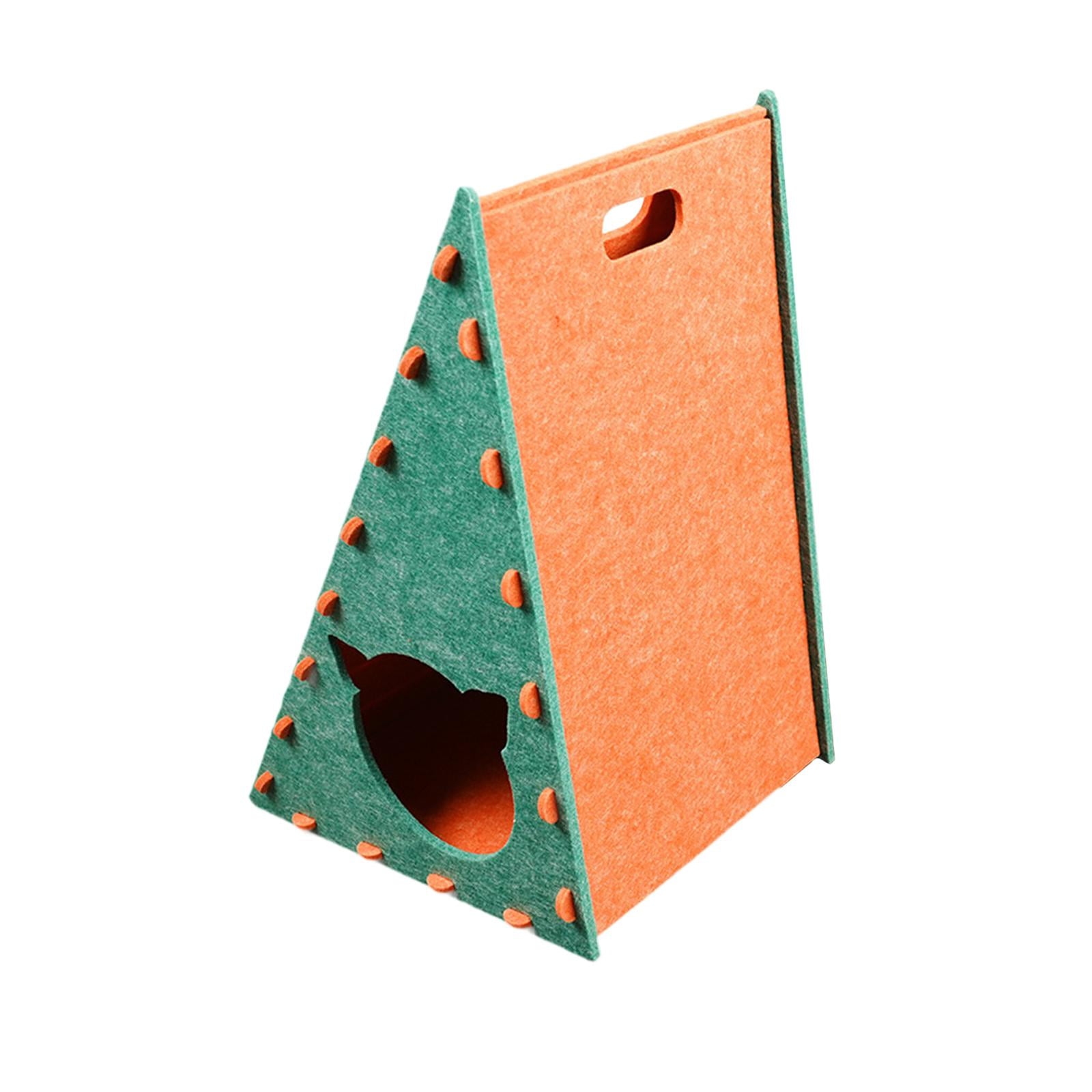 TOOYFUL Cat Scratching Post, Triangular Protection, Cat Scratching Board, Nest, Kitten Toy, for Small, Medium And Large Cats, Playing And Sleeping Green and Ornage